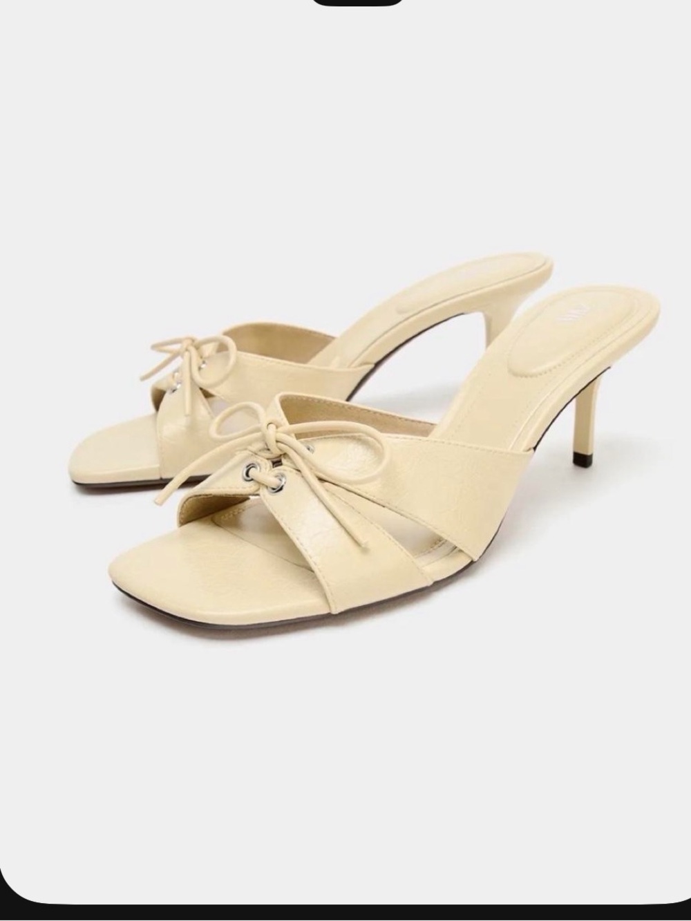 Zara Cream Knot-Front Mid Heel Mules